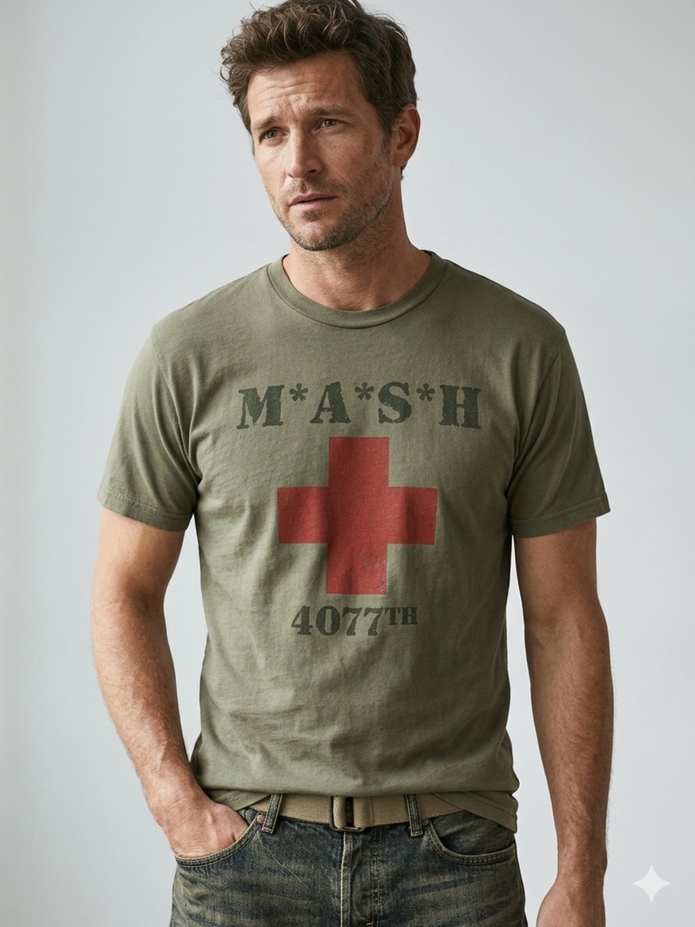 M*A*S*H Graphic Tee L 22” p2p Olive EUC
